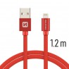 SWISSTEN TEXTILE USB / LIGHTNING 1,2 M VÖRÖS ADATKÁBEL