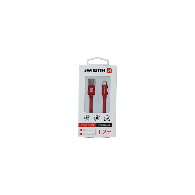 SWISSTEN TEXTILE USB / LIGHTNING 1.2 M RED DATA CABLE