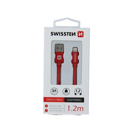 SWISSTEN TEXTILE USB / LIGHTNING 1.2 M RED DATA CABLE